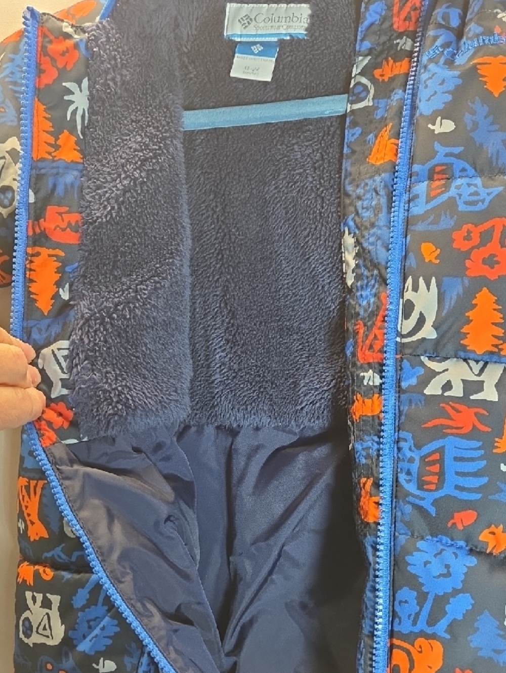 Toddler Insulated Hooded One-Piece Snowsuit - Navy Print Size 18-24m - Picture 4 of 5